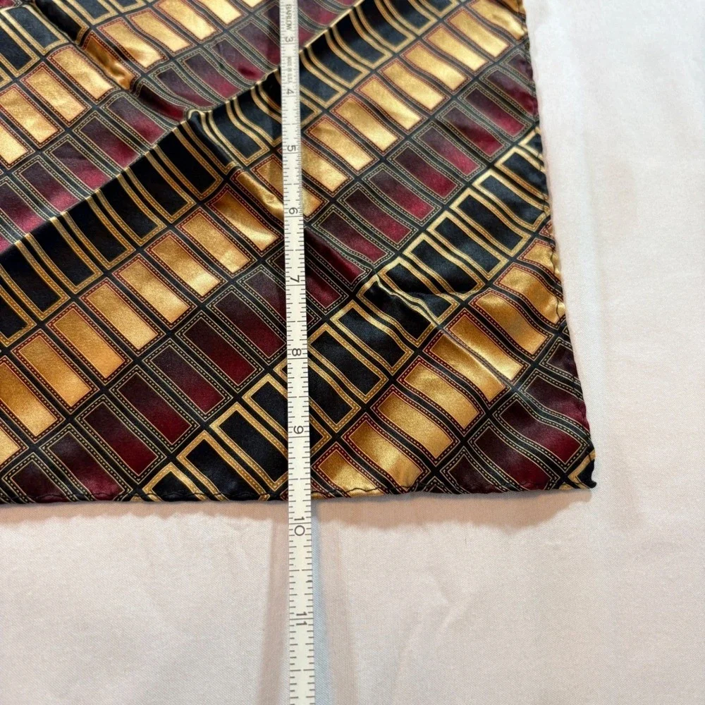 Giorgio Brutini Silk Tie & Pocket Square Set Mens Gold Burgundy Geometric Formal